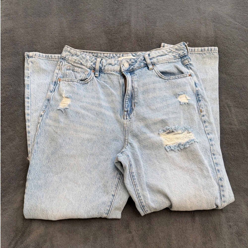 PacSun Mom Jeans Womens 28 Light Blue Excellent Distressed High Rise Tapered Leg - Picture 2 of 8